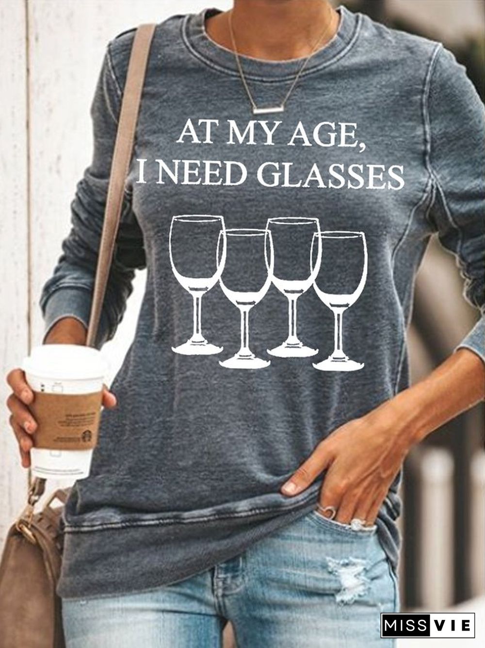 At My Age, I Need Glasses Funny Wine Long Sleeve Shirt