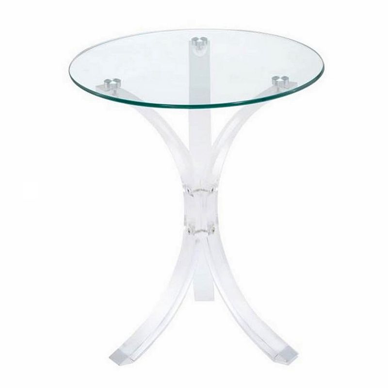 Contemporary Acrylic Accent Table With Glass Top， Clear