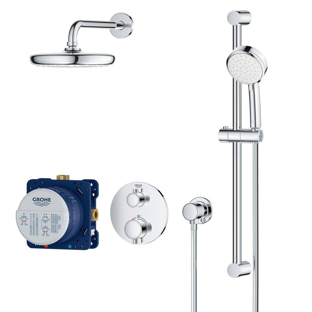 GROHE Grohtherm Cube 2-Spray Shower Set with Tempesta 210 in StarLight Chrome 34745000