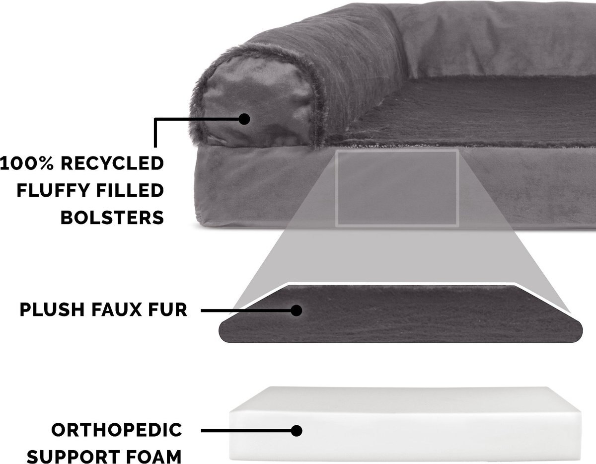 FurHaven Plush Deluxe Chaise Orthopedic Cat and Dog Bed w/Removable Cover