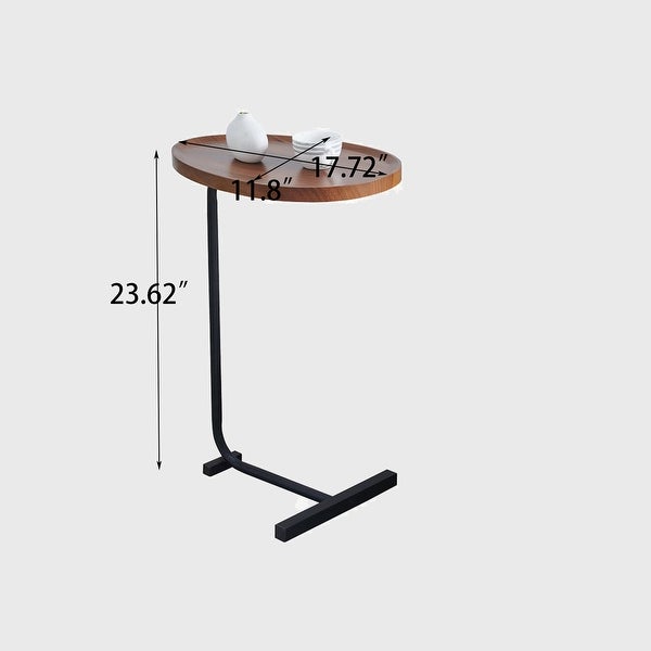 2-pieces Brown C-shaped Side Table