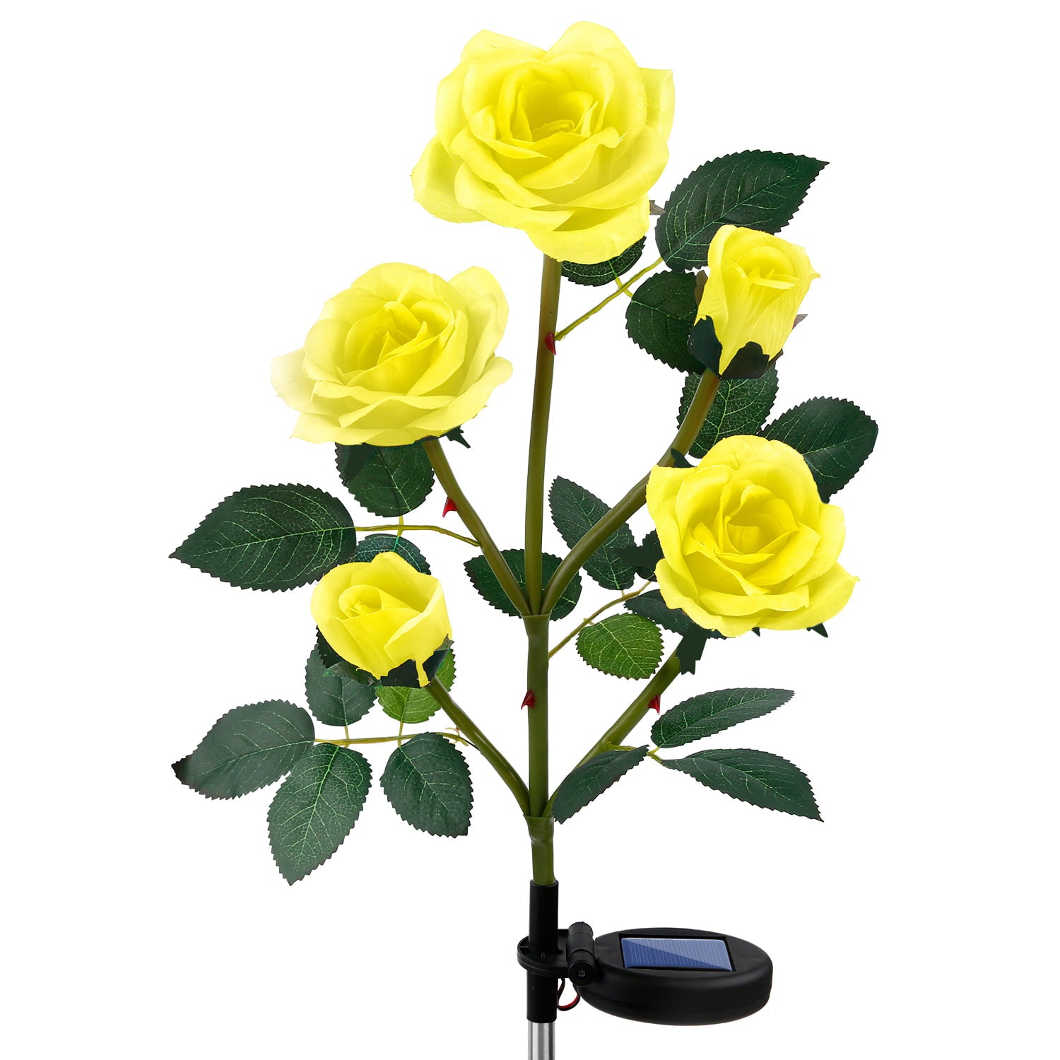 SHIKAN Solar Outdoor Lights Waterproof， Flower Stake Lights for Garden Decor， Pathway Lights for Lawn Backyard Walkway Patio Yard Decoration Landscape Lighting Auto on/off， Festival Gift Yellow Rose