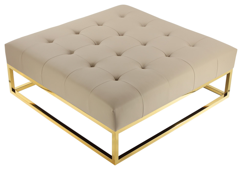 Gold Pippa Ottoman   Contemporary   Footstools And Ottomans   by Pangea Home  Houzz