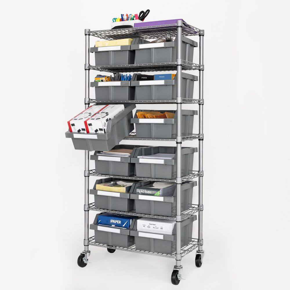 Seville Classics Commercial 7-Tier 12-Bin Rack NSF Steel Garage Storage Shelving Unit 24 in. W x 56 in. H x 14.25 in. D WEB727