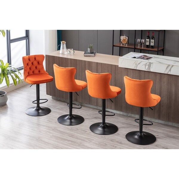 Swivel Barstools Adjusatble Seat Height， Modern PU Upholstered Bar Stools