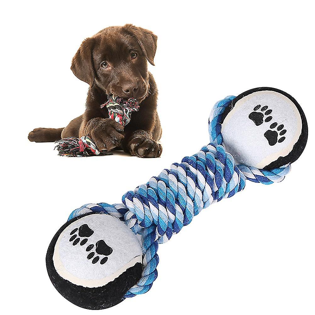 Long Lasting Dumb Bell Double Tennis Puppy Dog Chew Training Tool Cotton Rope Woven Toy