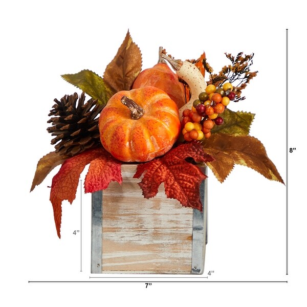 8 Fall Pumpkin，Gourd，Berries and Pinecones Artificial Arrangement