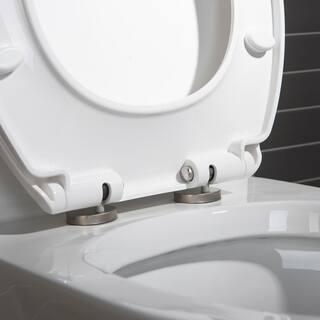 WOODBRIDGE Reo 1-Piece 1.28 GPF High Efficiency Dual Flush Round All-In One Toilet in White with Soft Closed Seat Included HB0500MB