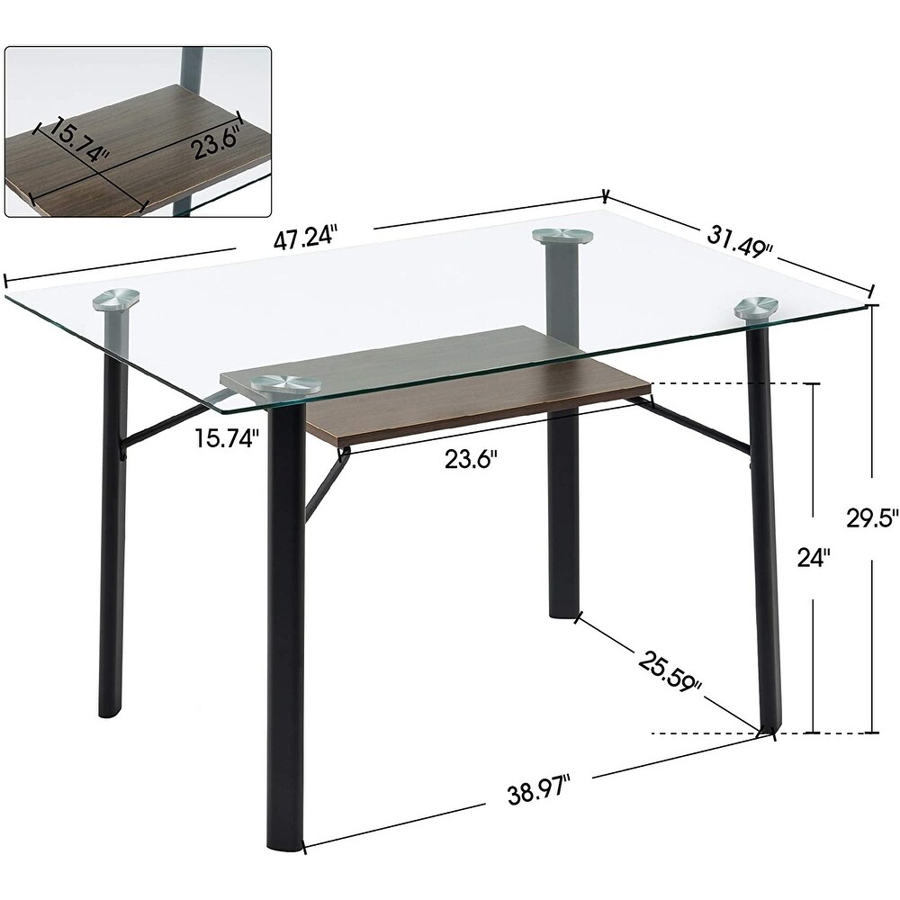 MCombo Modern Rectangular Glass Dining Table  Glass 5203