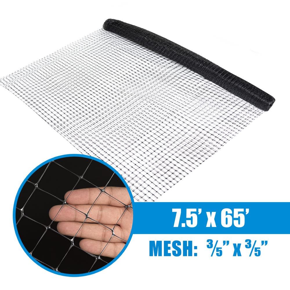 Fencer Wire 7.5 ft. x 65 ft. Black Polywire Garden and Plant Protective Netting with 35 in. Mesh Reusable and Doesn't Tangle PGD3-7.5X65MF35