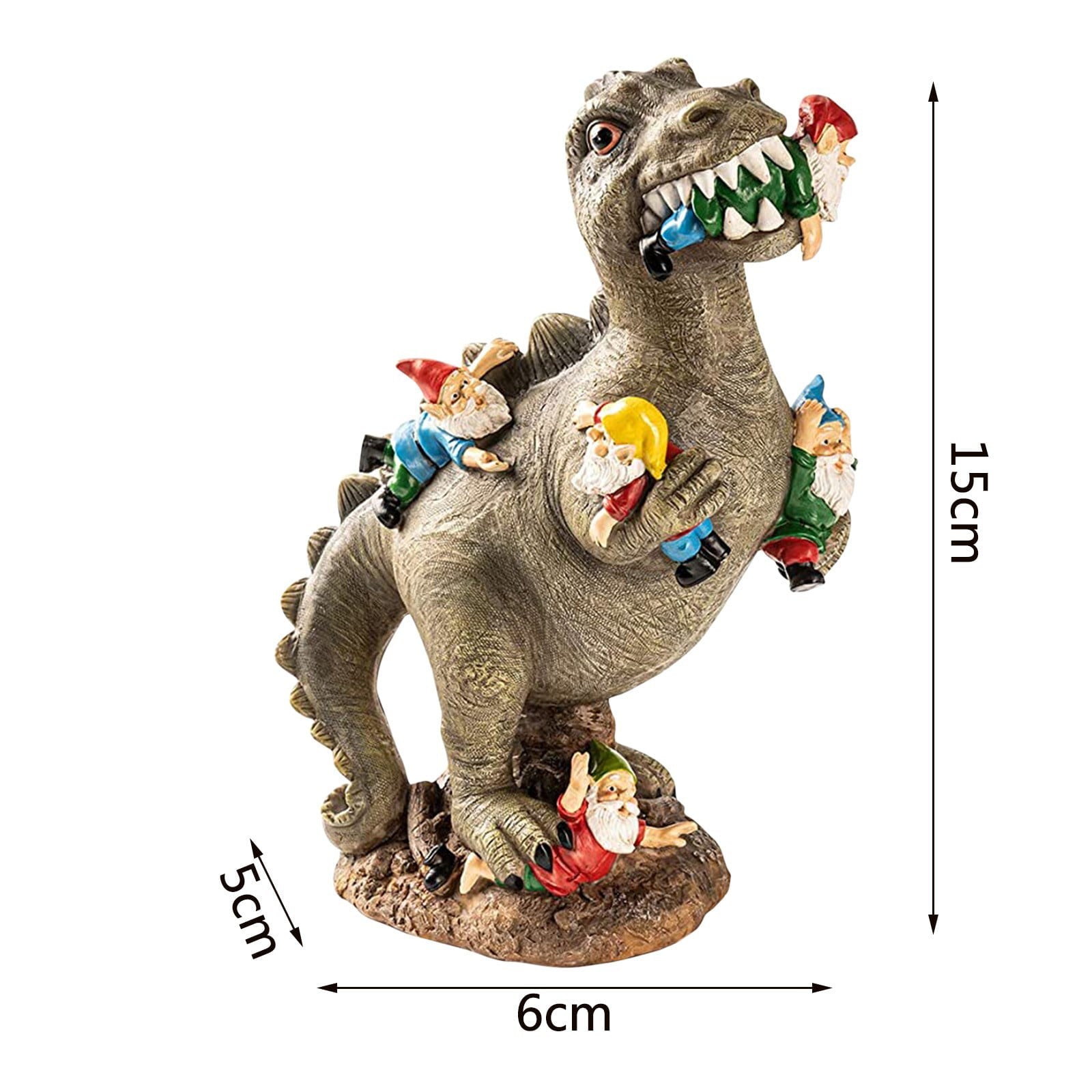 TOYFUNNY Garden Gnome Statues Outdoor Decor, Dinosaur Eating Gnomes Garden Decor