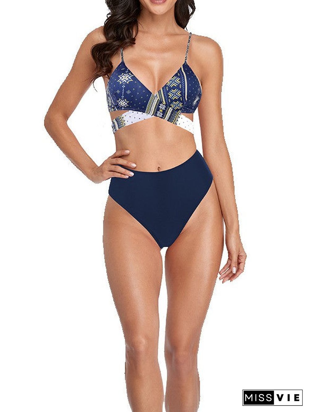 Cross Straps Printed,Graphic Bikini Set