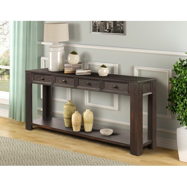 Sofa Table with Storage Drawers and Bottom Shelf