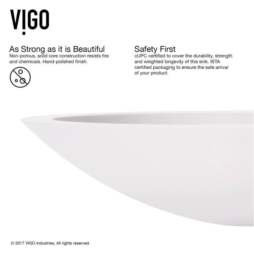 VIGO Wisteria Modern White Matte Stone 23 in. L x 14 in. W x 4 in. H Oval Vessel Bathroom Sink VG04011