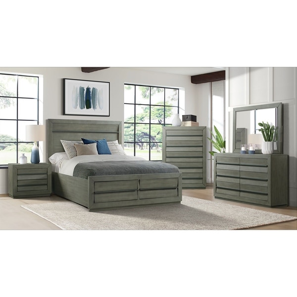 Picket House Furnishings Cosmo Queen Storage 5PC Bedroom Set in Grey - - 32982116