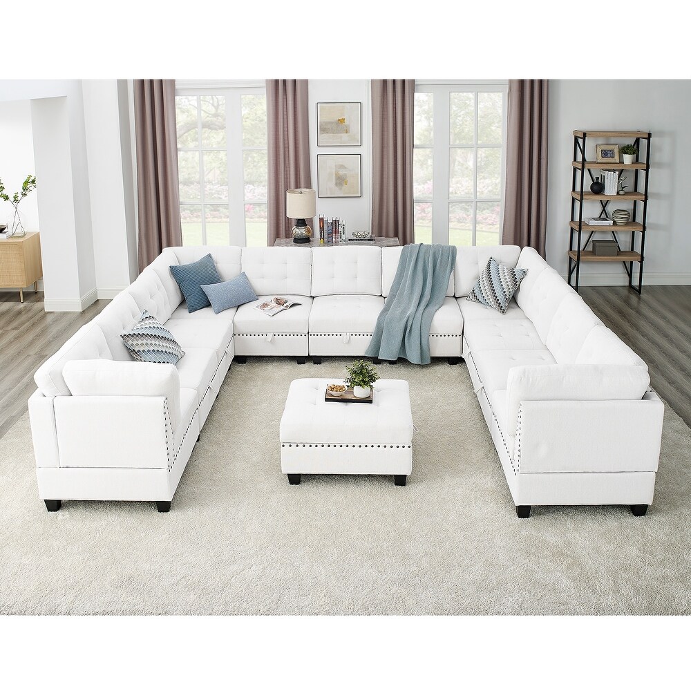 12 Piece U Shaped Modular Sectional Sofa with Bonus Storage