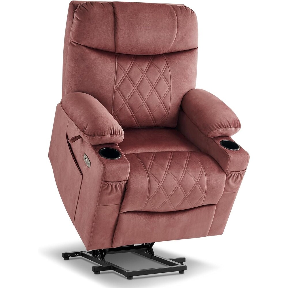 Small Dual Motor Power Lift Recliner Chair with Massage Dual Heating  Adjustable Headrest for Elderly People Fabric 7222