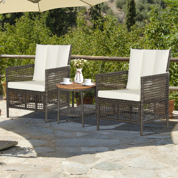 Costway 35489167 3 Pieces Patio Rattan Furniture S...