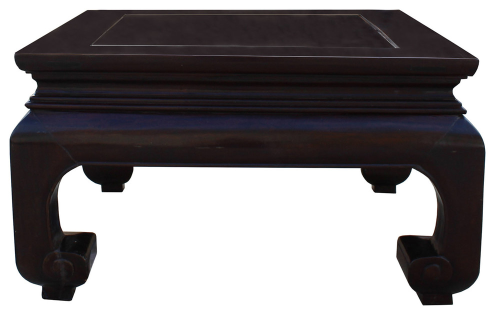 Square Oriental Dark Brown Craw Curved Legs Coffee Table   Asian   Coffee Tables   by Golden Lotus Antiques  Houzz