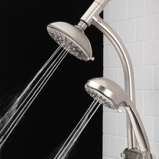 Glacier Bay 6-Spray Wall Bar Raincan Showerhead with 6-Spray Handshower in Brushed Nickel 8654252HC