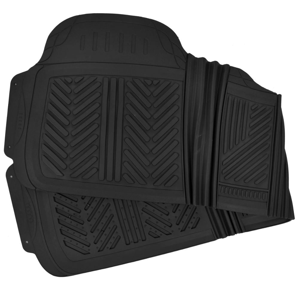 Motor Trend FlexTough Heavy Duty Rubber Car Floor Mats， 100% Odorless and All Weather