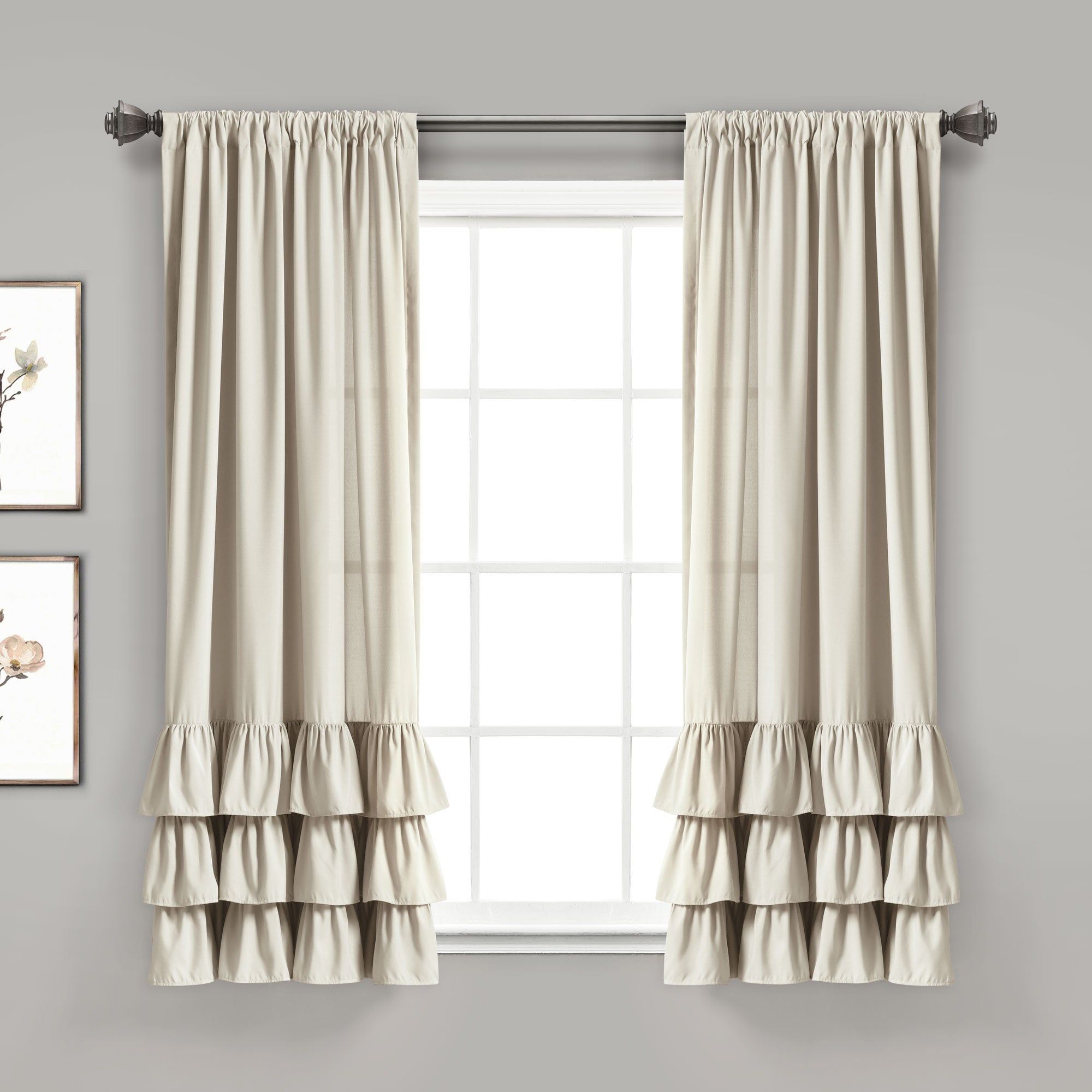 Allison Ruffle Window Curtain Panel Set