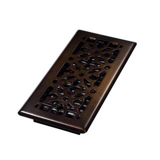 Decor Grates 4 in. x 10 in. Steel Gothic Design Floor Register Rubbed Bronze AGH410-RB