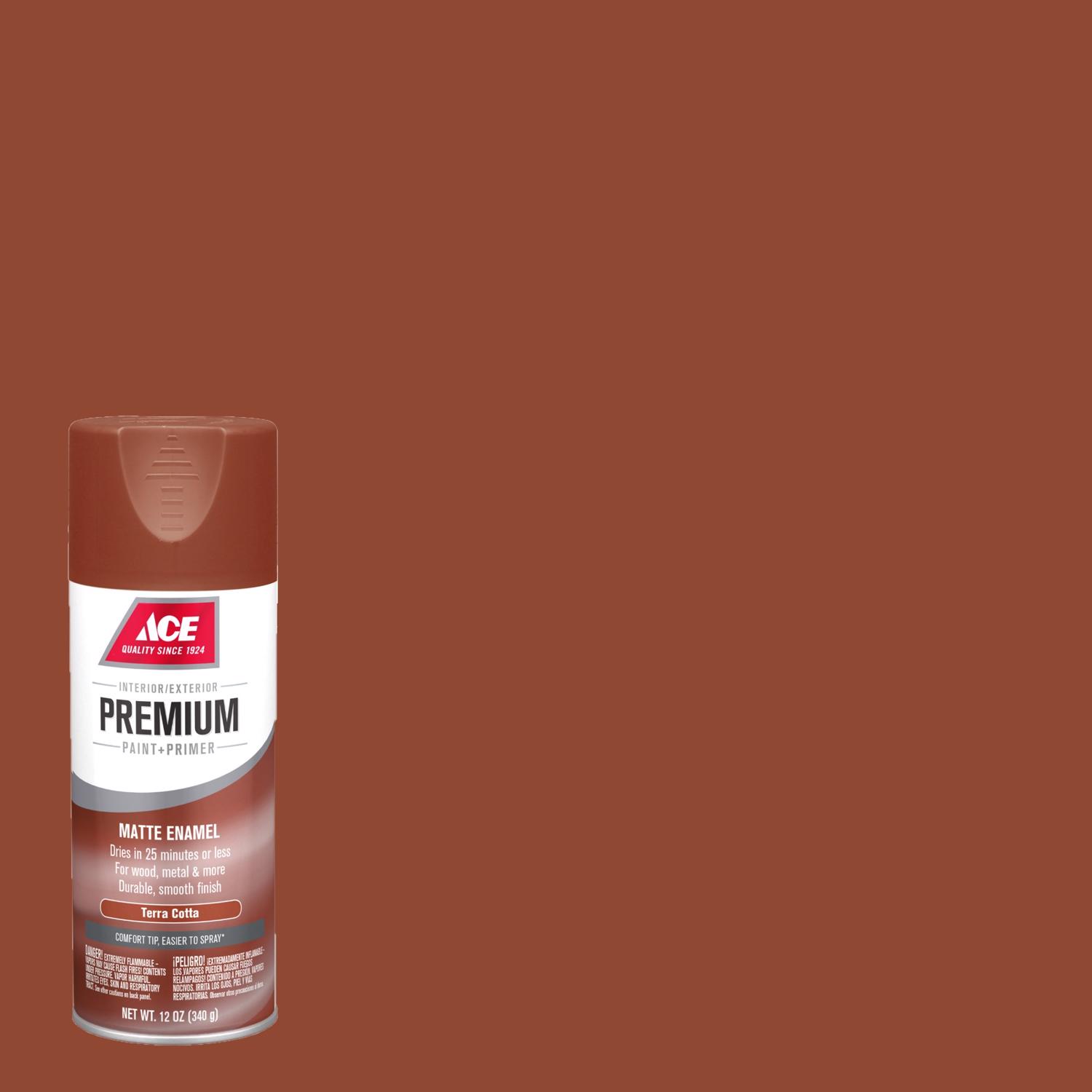 Ace Premium Matte Terra Cotta Paint + Primer Enamel Spray 12 oz