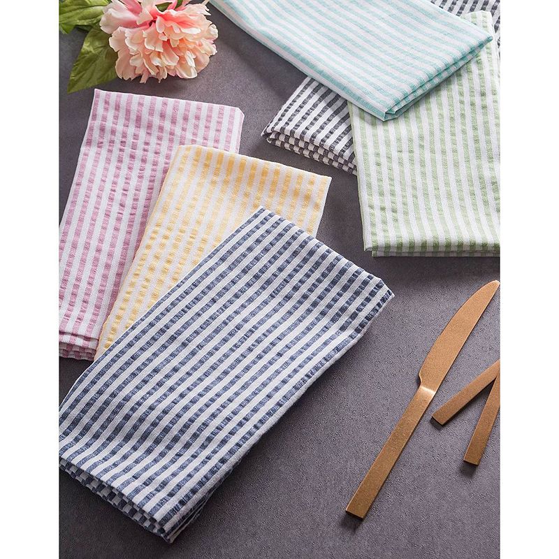 104 Aqua Blue and White Seersucker Striped Rectangular Tablecloth