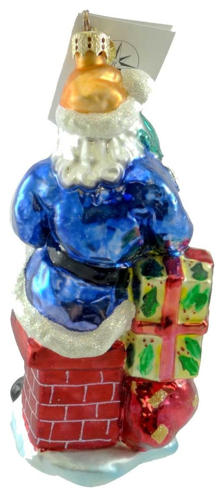 Christopher Radko GATHERING GIFT IDEAS Glass Ornament Santa Chimney   Contemporary   Christmas Ornaments   by Story Book Kids Inc  Houzz