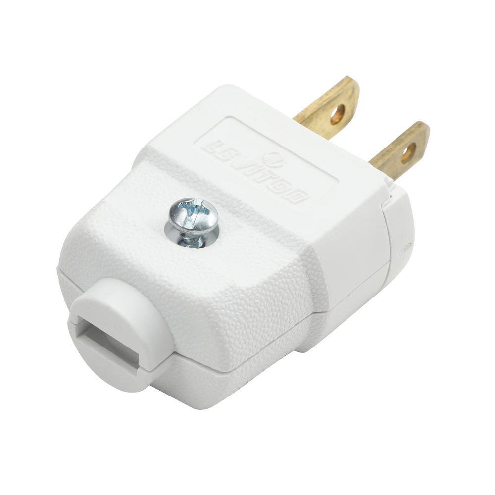 Leviton 15 Amp 125-Volt 2-Pole 2-Wire Polarized Plug White R62-00101-0WH