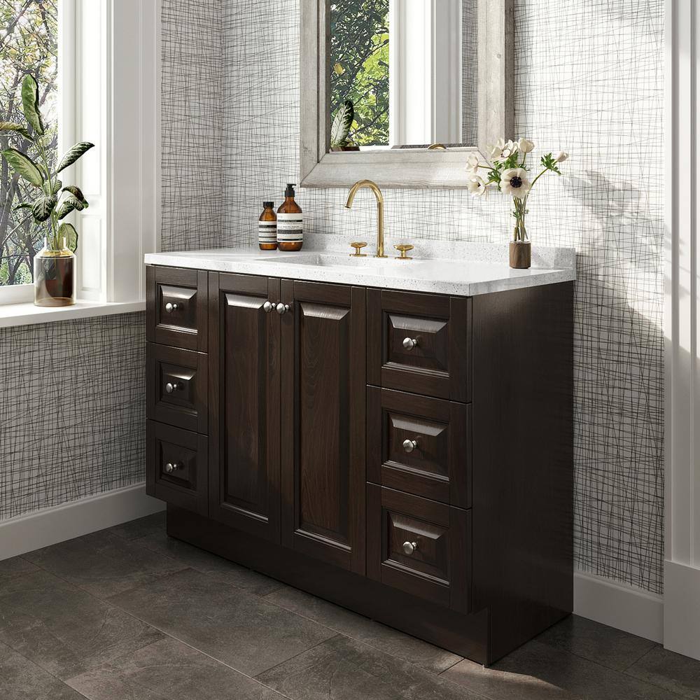 Glacier Bay Northwood 49 in. W x 19 in. D Vanity in Dusk with Solid Surface Technology Vanity Top in Silver Ash with White Sink NW48P2-DK