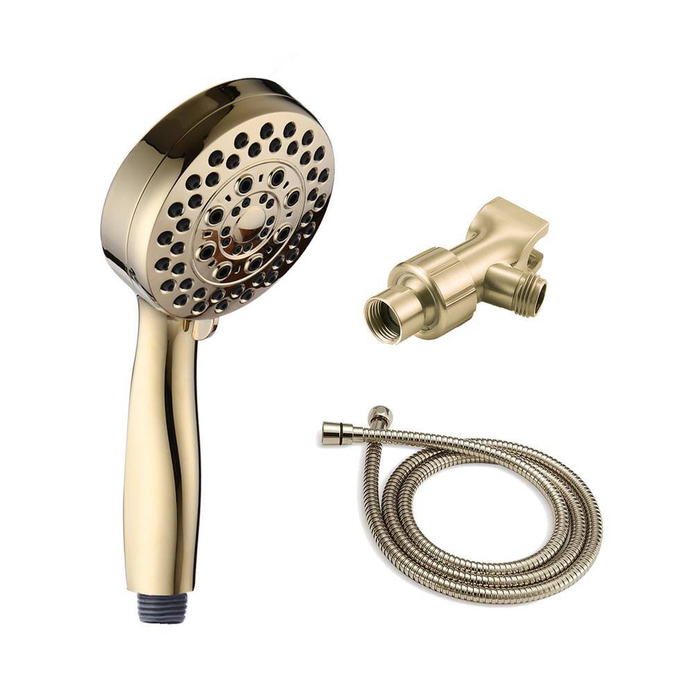 Miscool 5-Spray Patterns with 3.78 in. Wall Mount Handheld Shower Head in Brush Gold SHMSH105B002GD