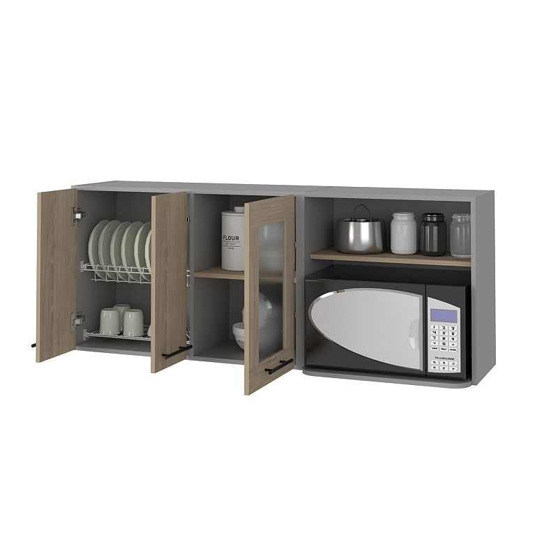 Everly Wall Cabinet， Glass Cabinet， Double Door， Rack