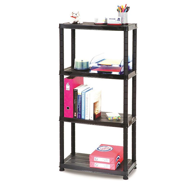 Ram Quality Products Primo 12 inch 4-Tier Plastic Storage Shelves， Black