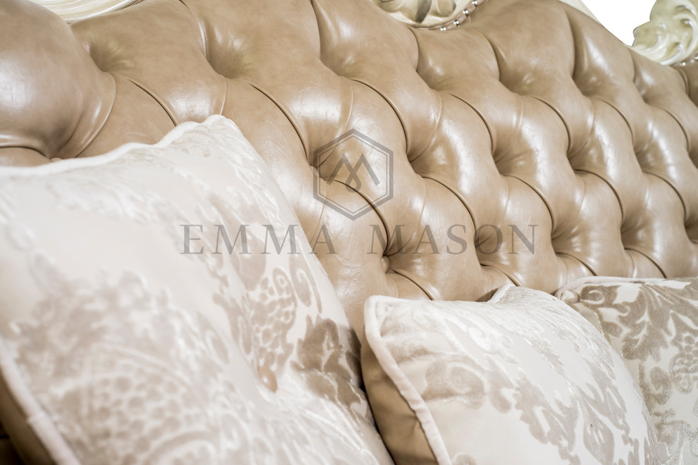 Acme Versailles Loveseat w/ 4 Pillows in Vintage Gray PU  ampBone White 52126A   Victorian   Loveseats   by Emma Mason  Houzz