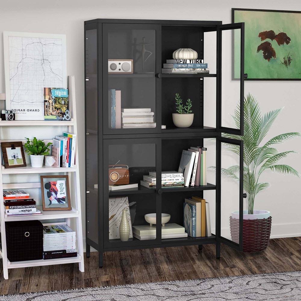 our Glass Door Storage Cabinet with Adjustable Shelves