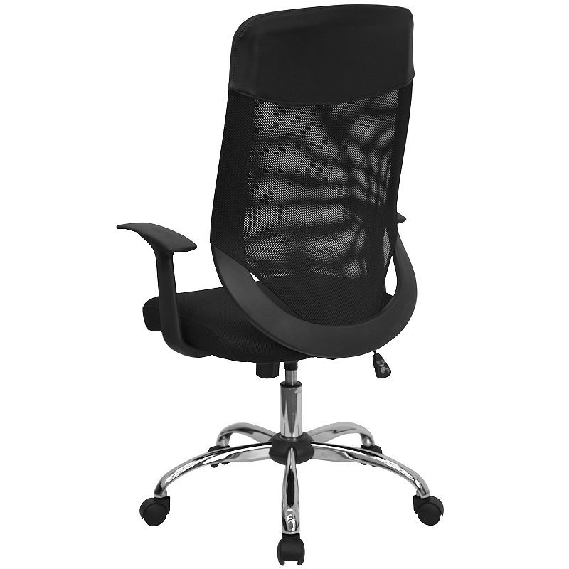 Emma and Oliver High Back Black Mesh Executive Swivel Office Chair with Arms