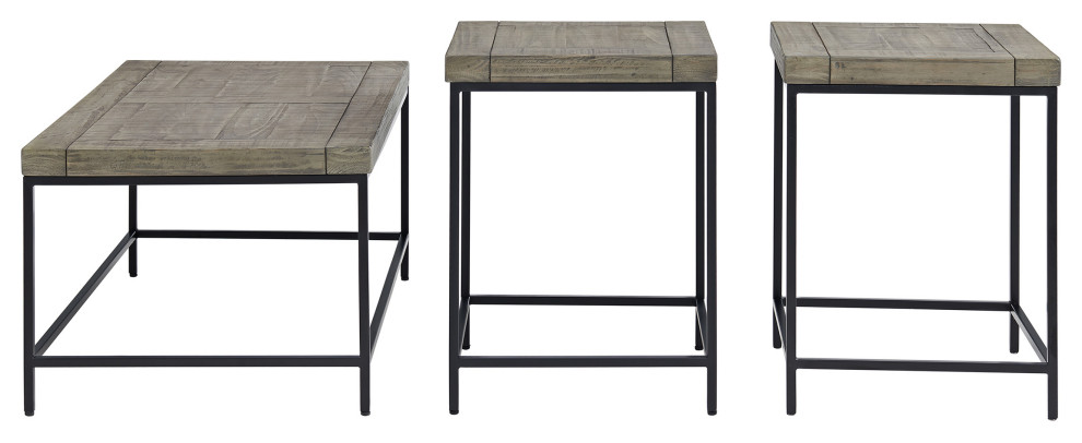 3 Piece Coffee Table Set Modern Nesting Tables with Large Table and Side Tables   Industrial   Coffee Table Sets   by Trademark Global  Houzz