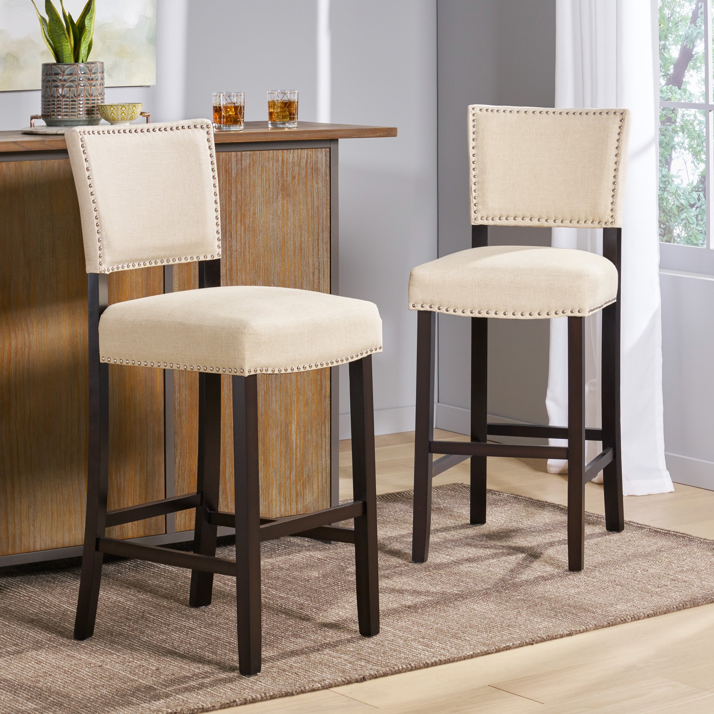 William 31-Inch Bonded Fabric Backed Barstool (Set of 2)