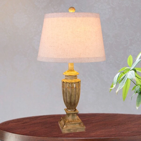 Fangio Lighting's 26 in. Resin Table Lamp in an Antique Beige Finish