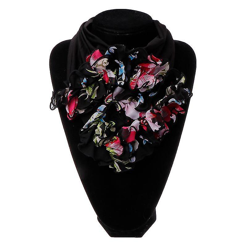 Womens Floral Collar Scarf Luxury Flower Printed Neckerchief Ring Neck Scarves