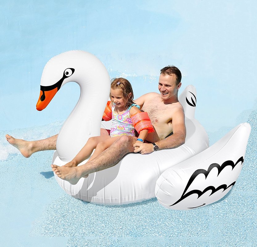 Greenco Giant Inflatable Swan Pool Float Lounger, 75