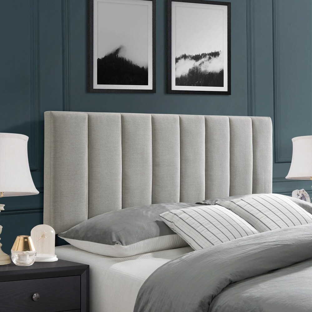 Sierra Beige or Grey Upholstered Channel Stitch Adjustable Queen Headboard