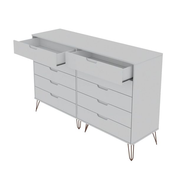 Rockefeller 10-Drawer Double Tall Dresser in White