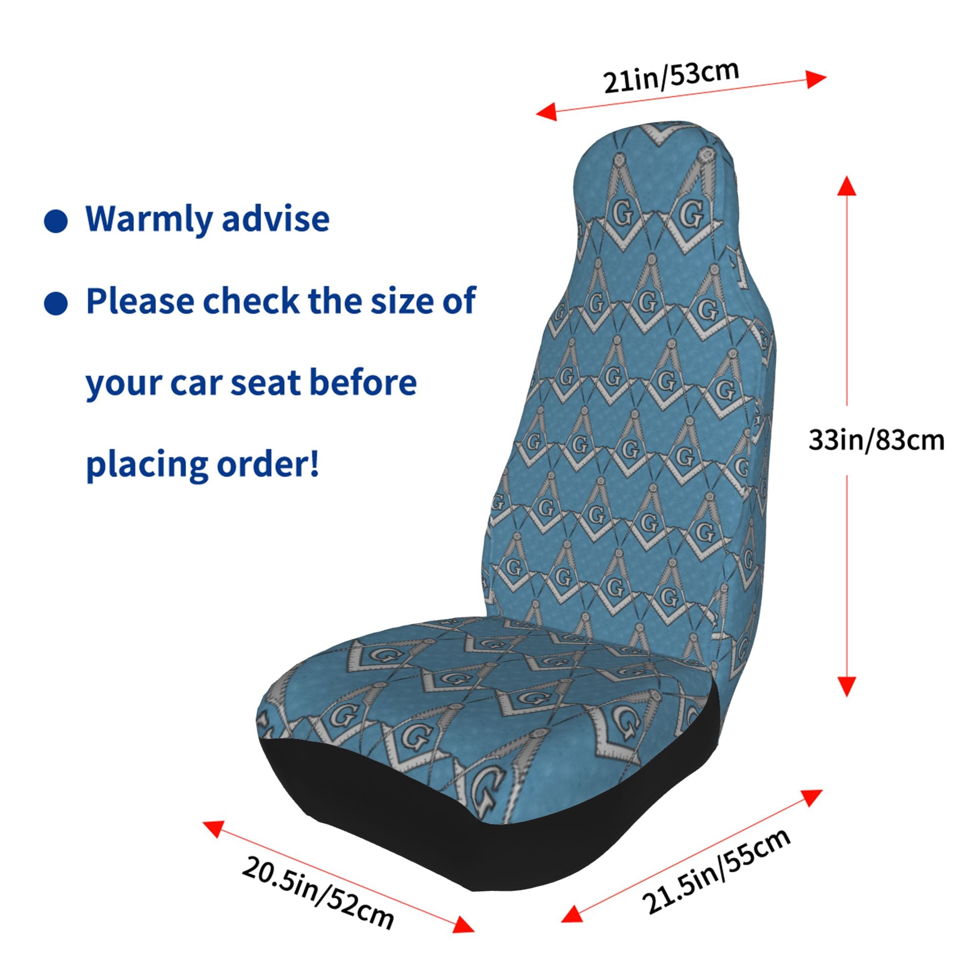 ZICANCN Car Seat Cover Blue Masonic Freemason Symbol Car Front Seat Covers Protectors ， Automotive Seat Covers for Cars Trucks Suv