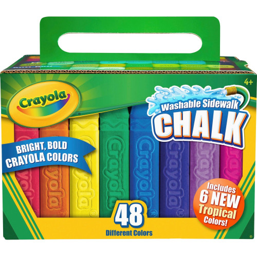 Crayola Washable Sidewalk Chalk， 48 Assorted Bright Colors， 48 Sticks/Set (512048)