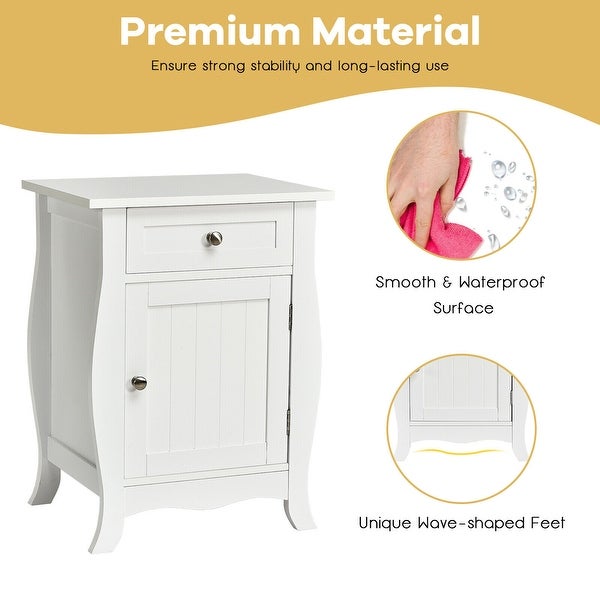 Gymax 2PCS Accent End Table with Drawer Storage Cabinet Nightstand - 17.5'' x 14'' x 23.5''