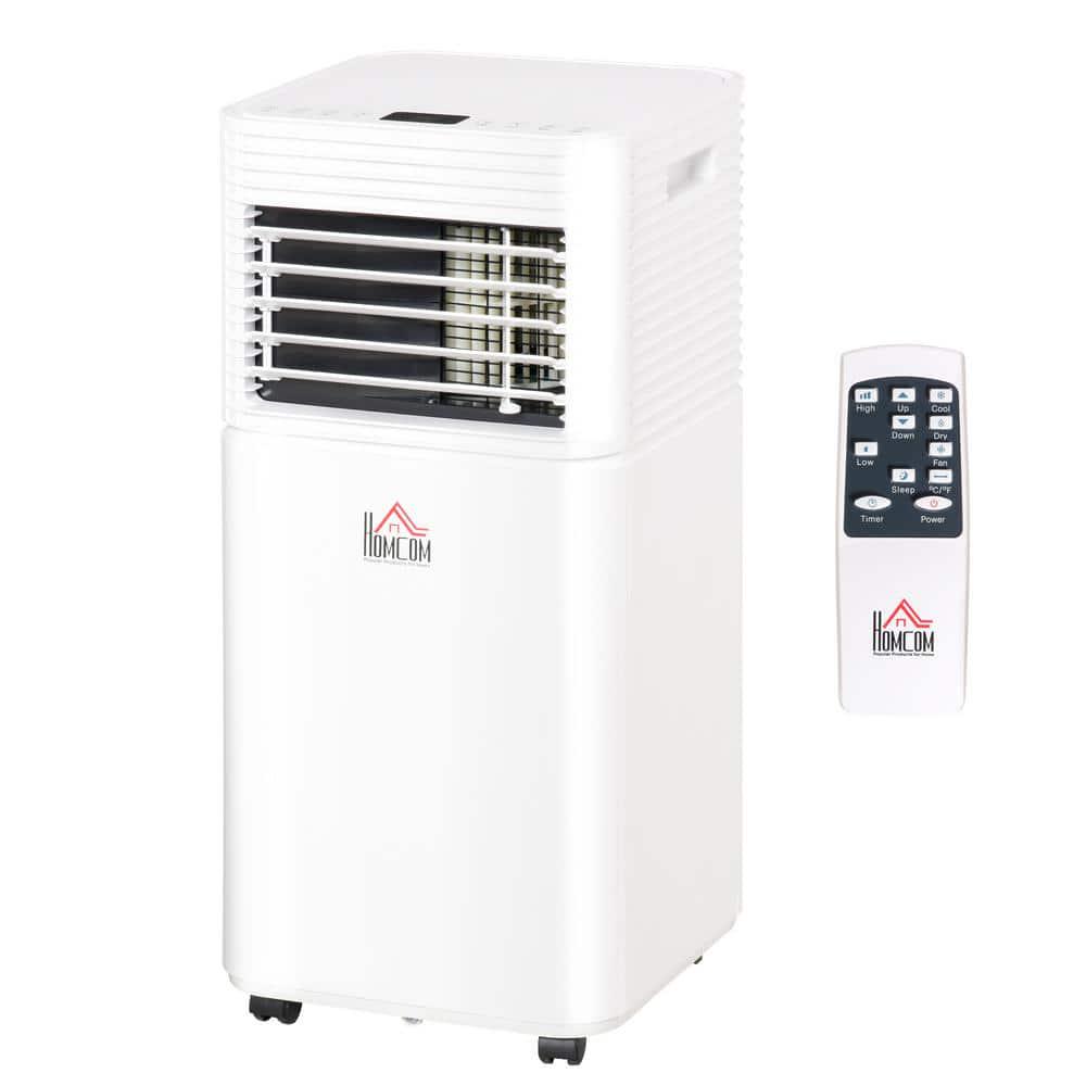 HOMCOM 7000 BTU Portable Mobile Air Conditioner for Cooling Dehumidifying and Ventilating with Remote Control White