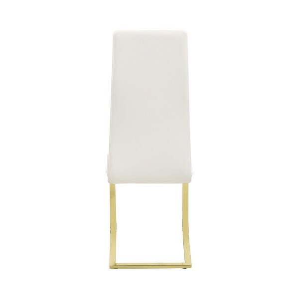 Set of 4 Dining Side Chair in White and Rustic Brass